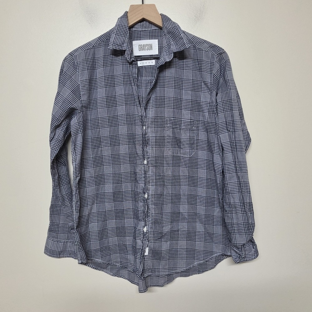 Grayson Womens The Hero Button‎ Up Frank Eileen Top Shirt Navy White Sz 2 Small